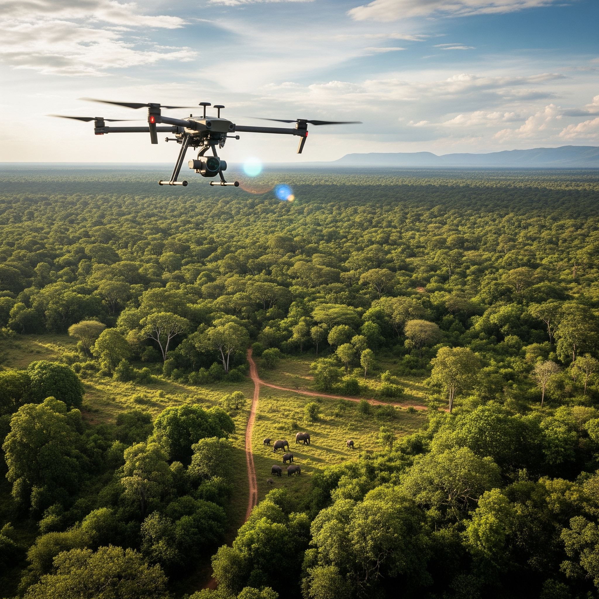 drone doing forest reserve surveillance in Uganda